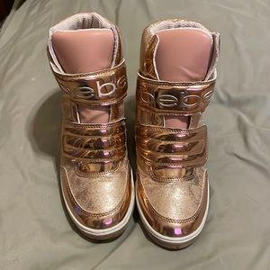 Bebe rose gold heeled sneakers